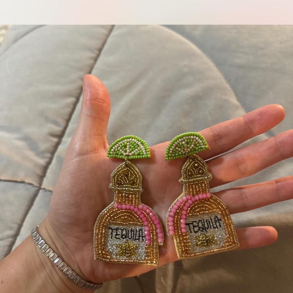 Beaded Tequila Bottle Earrings